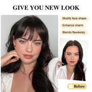 Chemical Fiber Wigs Thin Air Bangs Clip-on Wigs, Color: Dark Brown with Sideburns