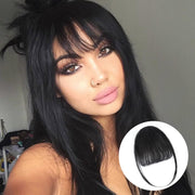 Chemical Fiber Wigs Thin Air Bangs Clip-on Wigs, Color: Natural Black No Sideburns