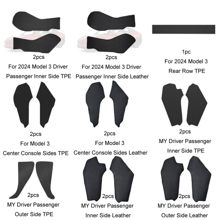 For Tesla Center Console Side Anti-kick Protective Pad, Style: MY Universal Driver Passenger Outer Side TPE