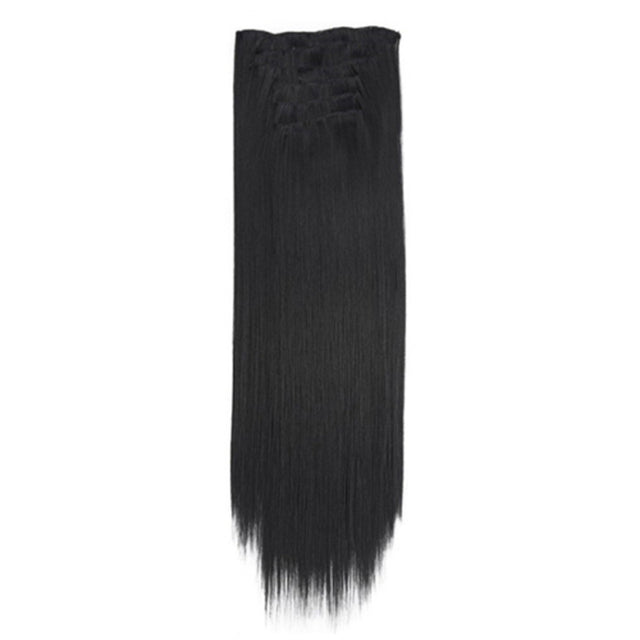 7pcs / Set Clips Long Straight Hair Extension Pieces 16 Clips Chemical Fiber Wigs, Model: 1B#