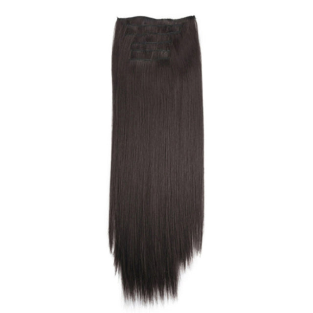 7pcs / Set Clips Long Straight Hair Extension Pieces 16 Clips Chemical Fiber Wigs, Model: 2#