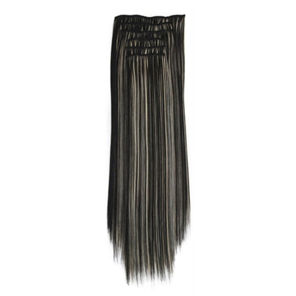 7pcs / Set Clips Long Straight Hair Extension Pieces 16 Clips Chemical Fiber Wigs, Model: 1BH613#