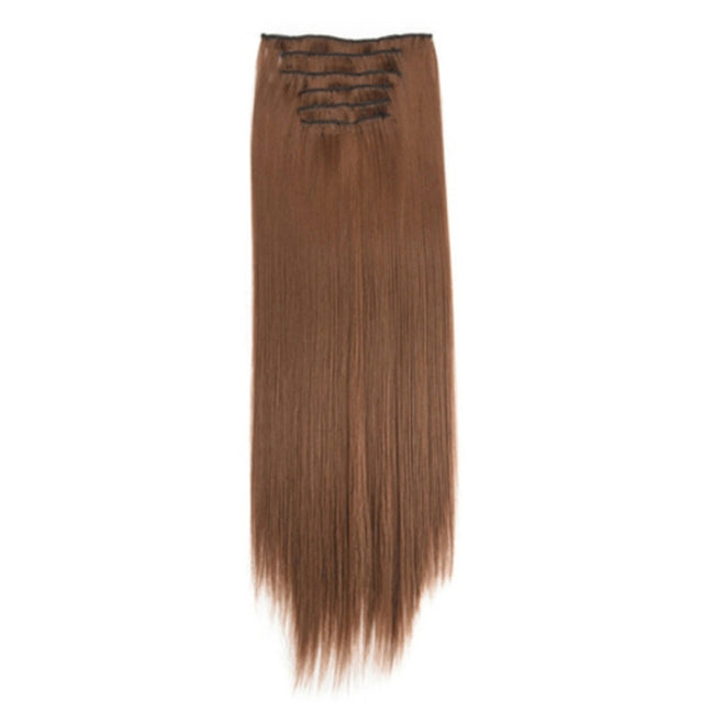 7pcs / Set Clips Long Straight Hair Extension Pieces 16 Clips Chemical Fiber Wigs, Model: 6#