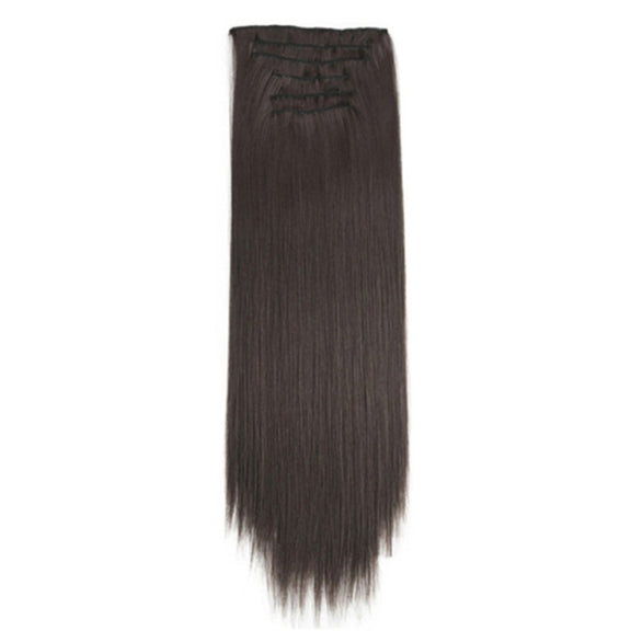 7pcs / Set Clips Long Straight Hair Extension Pieces 16 Clips Chemical Fiber Wigs, Model: 8#