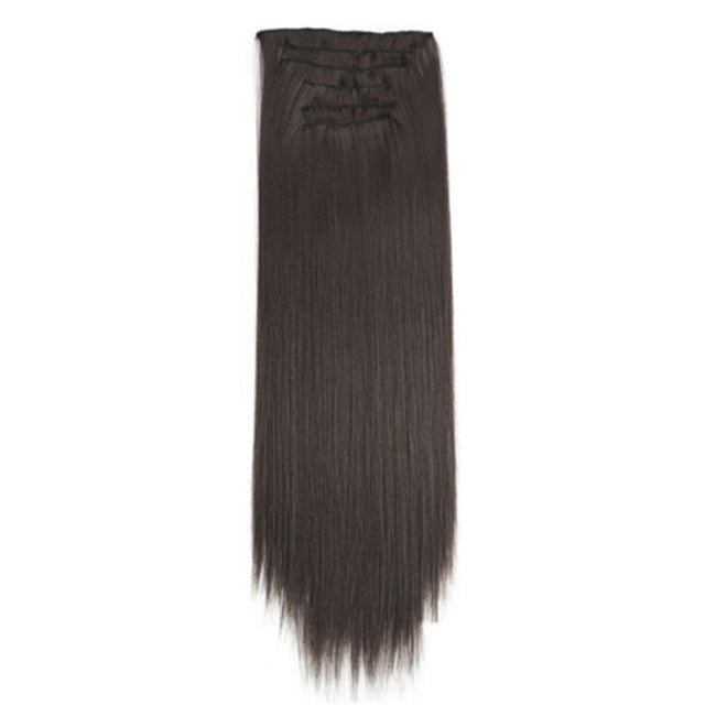 7pcs / Set Clips Long Straight Hair Extension Pieces 16 Clips Chemical Fiber Wigs, Model: 8#