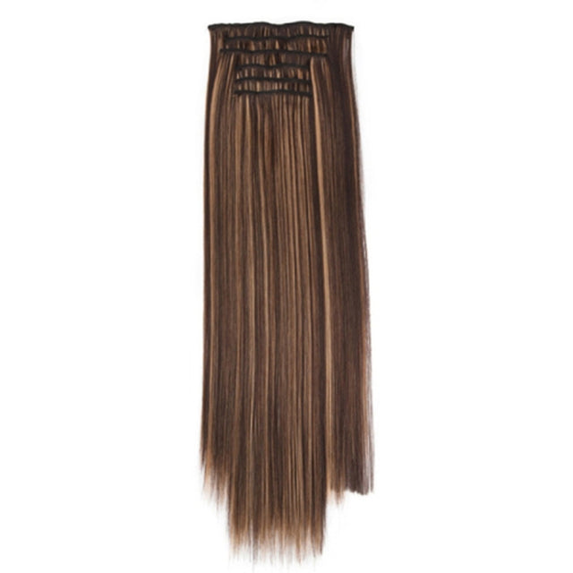 7pcs / Set Clips Long Straight Hair Extension Pieces 16 Clips Chemical Fiber Wigs, Model: 4H27#