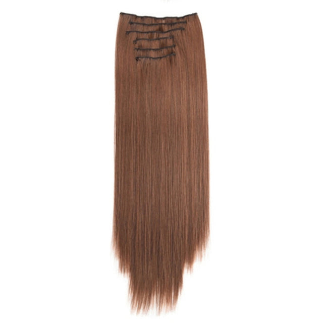 7pcs / Set Clips Long Straight Hair Extension Pieces 16 Clips Chemical Fiber Wigs, Model: 4M30#