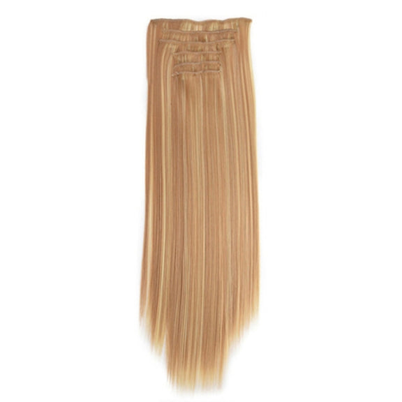 7pcs / Set Clips Long Straight Hair Extension Pieces 16 Clips Chemical Fiber Wigs, Model: 22TH613#
