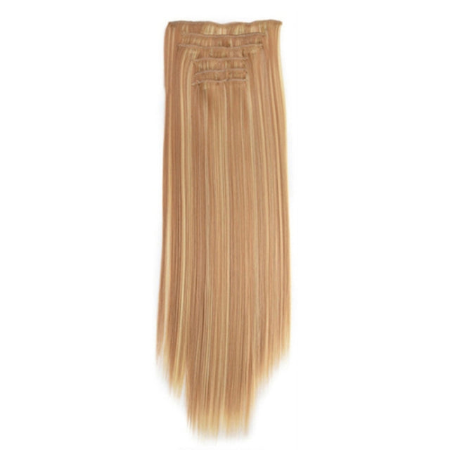 7pcs / Set Clips Long Straight Hair Extension Pieces 16 Clips Chemical Fiber Wigs, Model: 22TH613#