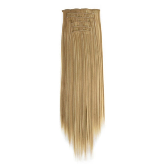 7pcs / Set Clips Long Straight Hair Extension Pieces 16 Clips Chemical Fiber Wigs, Model: 24TH613#