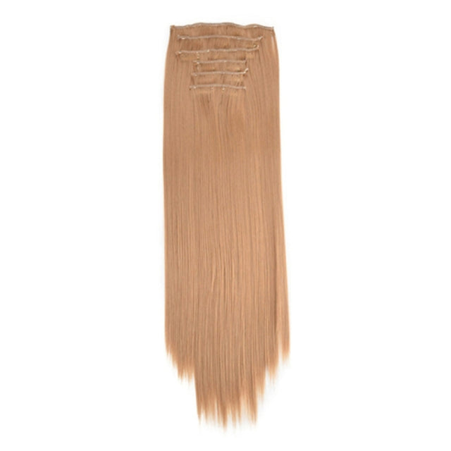 7pcs / Set Clips Long Straight Hair Extension Pieces 16 Clips Chemical Fiber Wigs, Model: 27#