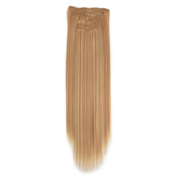 7pcs / Set Clips Long Straight Hair Extension Pieces 16 Clips Chemical Fiber Wigs, Model: 27H613#