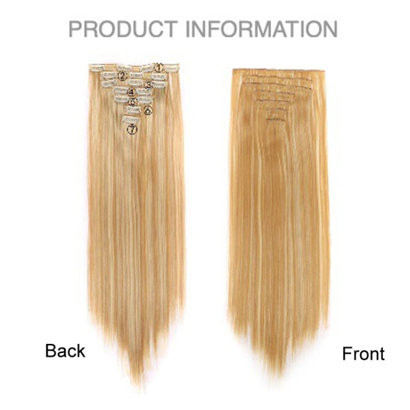 7pcs / Set Clips Long Straight Hair Extension Pieces 16 Clips Chemical Fiber Wigs, Model: 4#