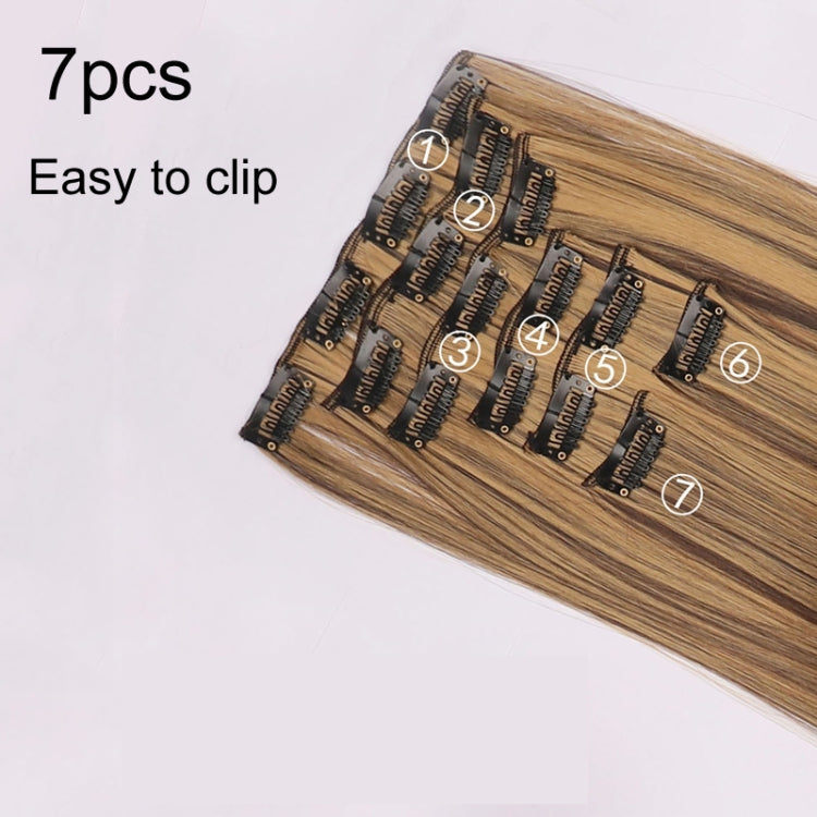 7pcs / Set Clips Long Straight Hair Extension Pieces 16 Clips Chemical Fiber Wigs, Model: 8#