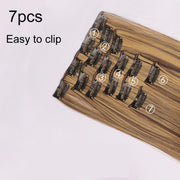 7pcs / Set Clips Long Straight Hair Extension Pieces 16 Clips Chemical Fiber Wigs, Model: 1B#