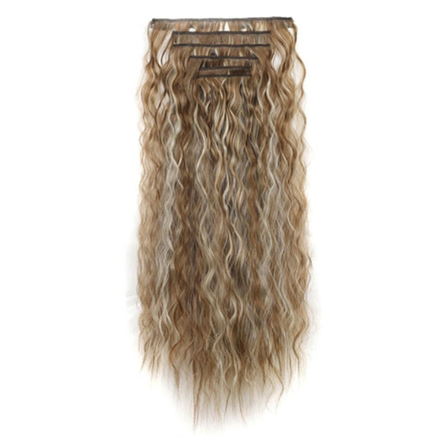 7pcs / Set Clip-On Corn Hair Extension Pieces 16-Card Cornrow Curl Wig, Color: 6H613#