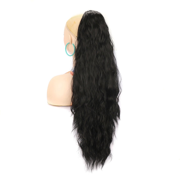 Ladies Extended Woolly Curly Rope Pulling Mesh Ponytail Wig, Color: 1B#