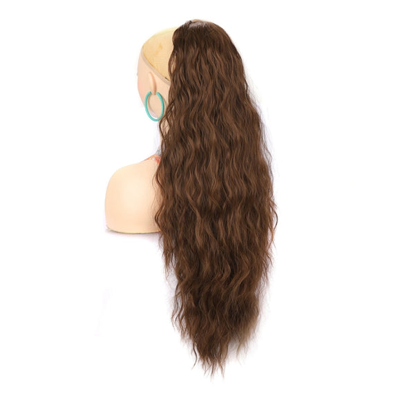 Ladies Extended Woolly Curly Rope Pulling Mesh Ponytail Wig, Color: 8M10#