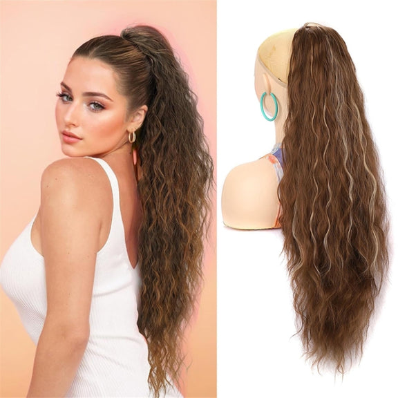 Ladies Extended Woolly Curly Rope Pulling Mesh Ponytail Wig, Color: 1B#