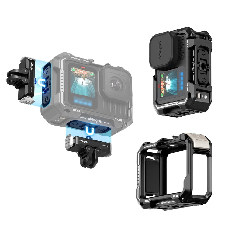 AMagisn Upgrade Ver Metal Rabbit Cage For GoPro HERO13 Black / HERO12 Black / HERO11 Black / HERO10 Black / HERO9 Black(Black) - free shipping - PMC Jewellery - Order now!