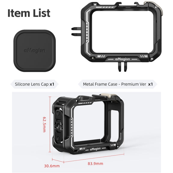 AMagisn Upgrade Ver Metal Rabbit Cage For GoPro HERO13 Black / HERO12 Black / HERO11 Black / HERO10 Black / HERO9 Black(Black)