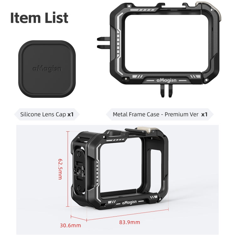 AMagisn Upgrade Ver Metal Rabbit Cage For GoPro HERO13 Black / HERO12 Black / HERO11 Black / HERO10 Black / HERO9 Black(Black)