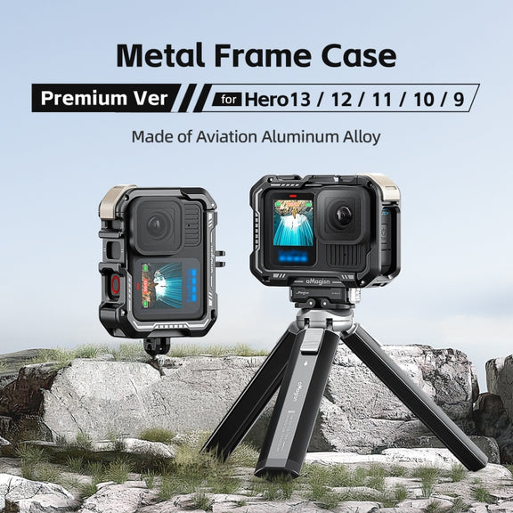 AMagisn Upgrade Ver Metal Rabbit Cage For GoPro HERO13 Black / HERO12 Black / HERO11 Black / HERO10 Black / HERO9 Black(Black)