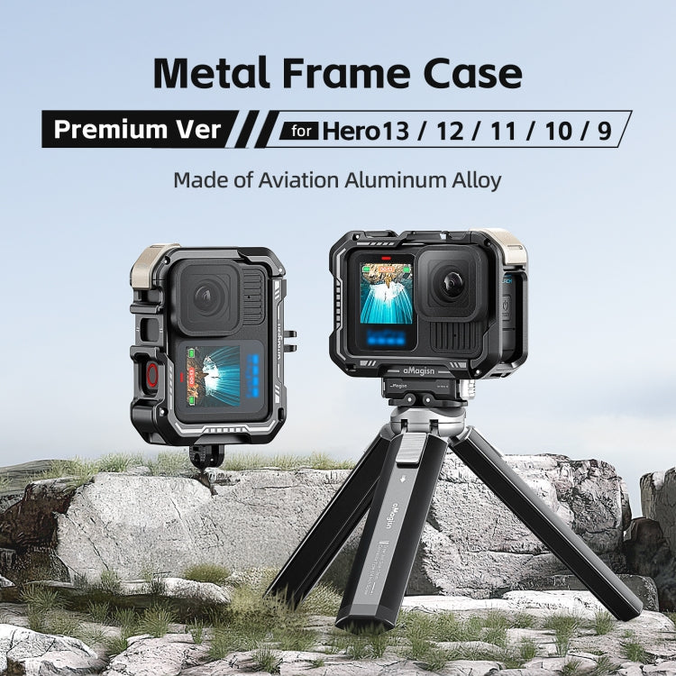AMagisn Upgrade Ver Metal Rabbit Cage For GoPro HERO13 Black / HERO12 Black / HERO11 Black / HERO10 Black / HERO9 Black(Black)