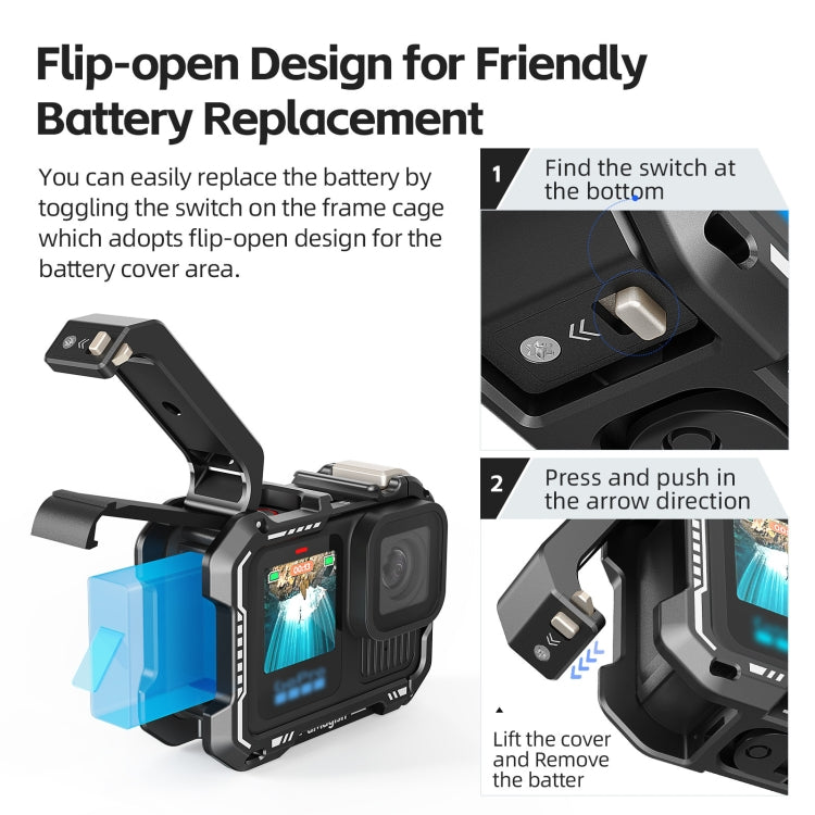 AMagisn Upgrade Ver Metal Rabbit Cage For GoPro HERO13 Black / HERO12 Black / HERO11 Black / HERO10 Black / HERO9 Black(Black) - free shipping - PMC Jewellery - Order now!