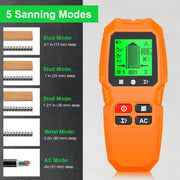 HW-QB6 5 In 1 Wall Scanner Handheld Stud Finder Wood Current Metal Live Wires Detection(Black)