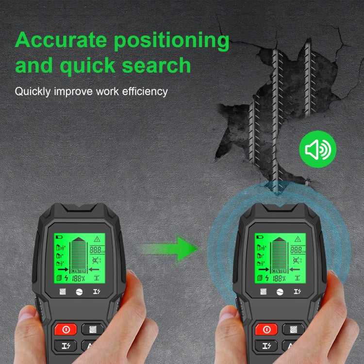 HW-QB6 5 In 1 Wall Scanner Handheld Stud Finder Wood Current Metal Live Wires Detection(Black) - Metal Detector by PMC TechLife | Online Shopping South Africa | PMC TechLife | Buy Now Pay Later Mobicred