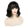 Water Wave Ripple Short Curly Hair With Bangs Fluffy Wig Headcovers, Color: Natural Black - free shipping - PMC TechLife - Order now!
