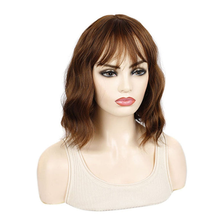 Water Wave Ripple Short Curly Hair With Bangs Fluffy Wig Headcovers, Color: Flaxen Color - free shipping - PMC TechLife - Order now!
