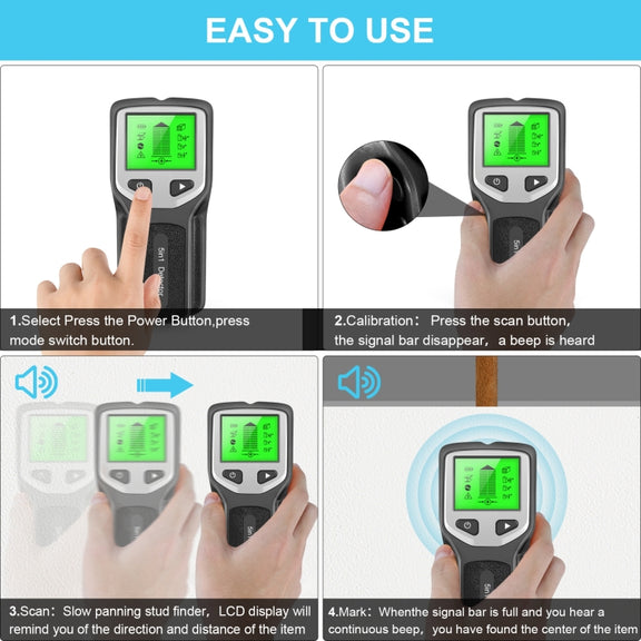 HLW330 5-in-1 Wall Stud Detector Edge Center Wood Current Metal AC Wires Detection(Orange)