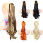 Ladies Claw Clip Inside Button Long Curly Pear Ponytail Wig, Color: 8BH22#