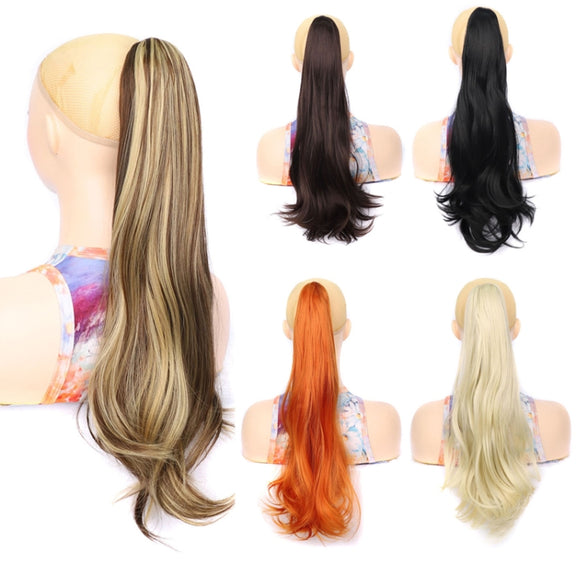 Ladies Claw Clip Inside Button Long Curly Pear Ponytail Wig, Color: 8BH22#