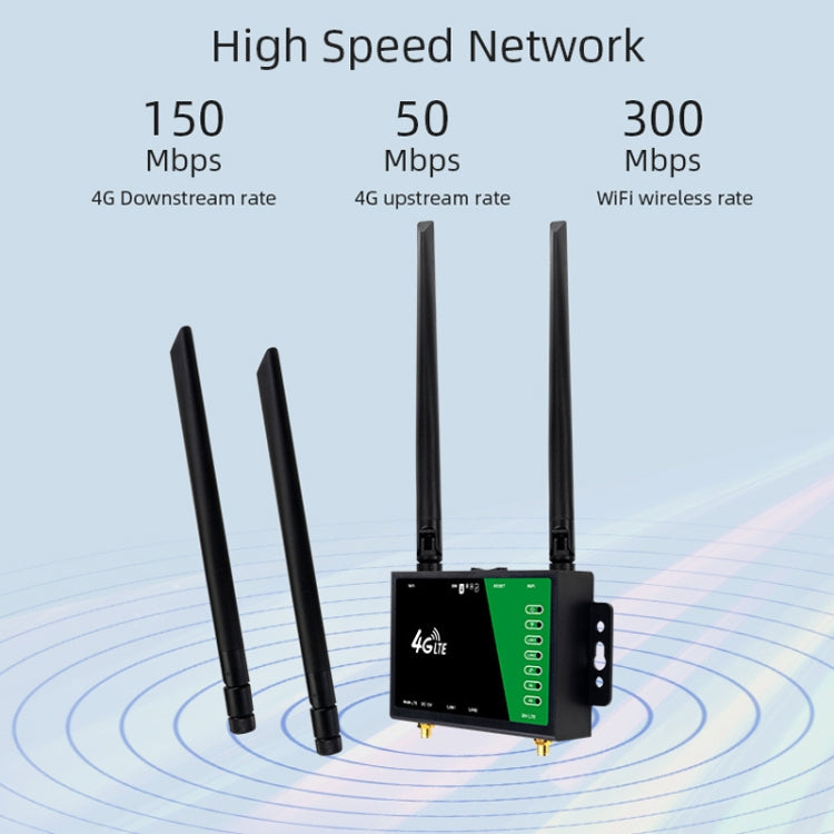 4G Wireless Plug-in Router Detachable Extension Antenna LTE Monitoring Network WiFi Hotspot, EU Plug(Black)