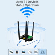 4G Wireless Plug-in Router Detachable Extension Antenna LTE Monitoring Network WiFi Hotspot, EU Plug(Black)