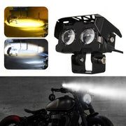 12W Motorcycle Spotlight High Bright Two Color Modified External Water-resistant LED Lens Headlight(Always Bright