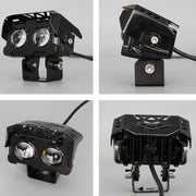 12W Motorcycle Spotlight High Bright Two Color Modified External Water-resistant LED Lens Headlight(Flashing