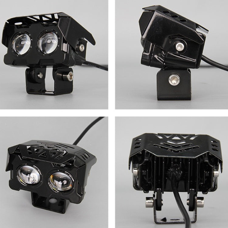 12W Motorcycle Spotlight High Bright Two Color Modified External Water-resistant LED Lens Headlight(Flashing
