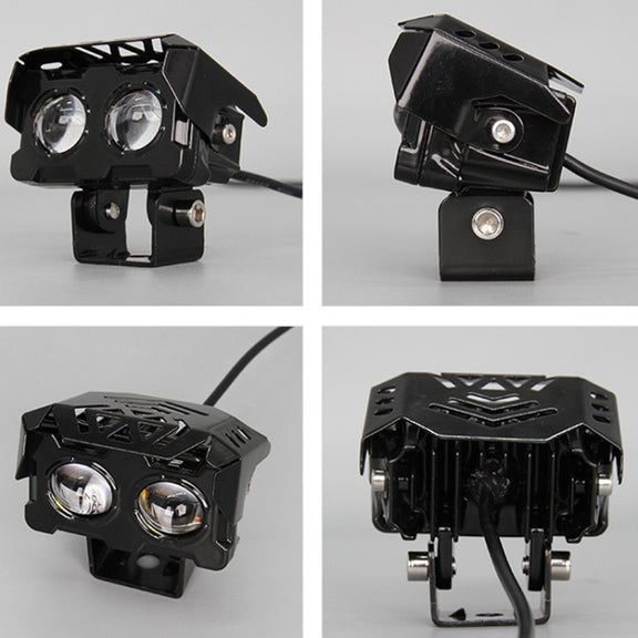 20W Motorcycle Spotlight High Bright Two Color Modified External Water-resistant LED Lens Headlight(Always Bright