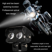 12W Motorcycle Spotlight High Bright Two Color Modified External Water-resistant LED Lens Headlight(Always Bright