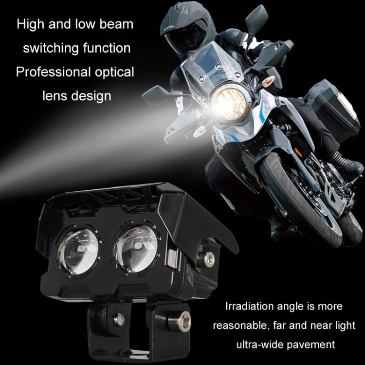 12W Motorcycle Spotlight High Bright Two Color Modified External Water-resistant LED Lens Headlight(Always Bright
