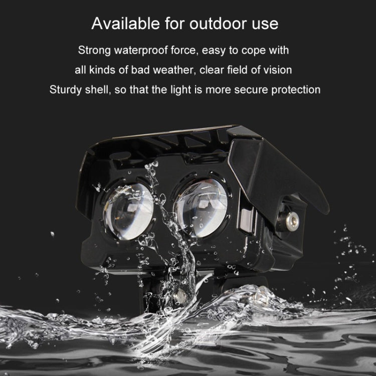 20W Motorcycle Spotlight High Bright Two Color Modified External Water-resistant LED Lens Headlight(Always Bright