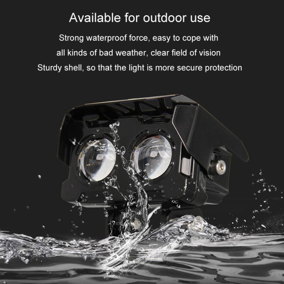 12W Motorcycle Spotlight High Bright Two Color Modified External Water-resistant LED Lens Headlight(Flashing