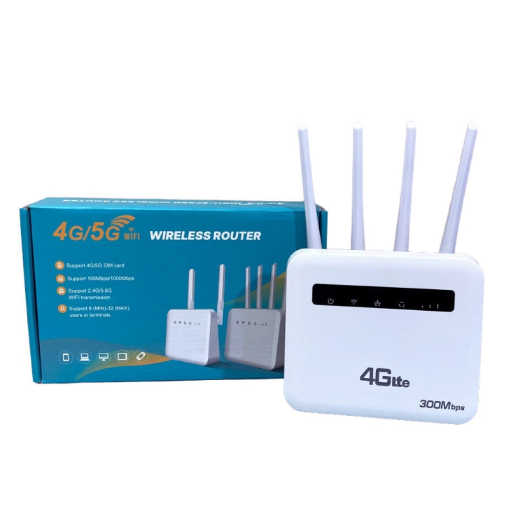 For European / Asian / African 4G CPE WiFi6 Plug-in Wireless Router Dual Port Wireless Hotspot, EU Plug(White)