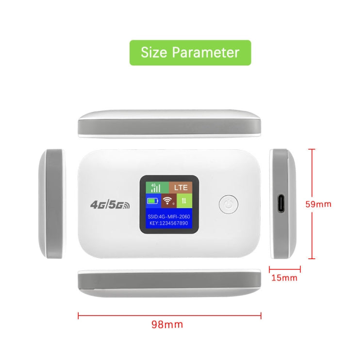 A8-EU Eurasian Version 4G Portable WiFi Wireless Type-C Plug And Play LTE Router Car Mobile Hotspot(White)