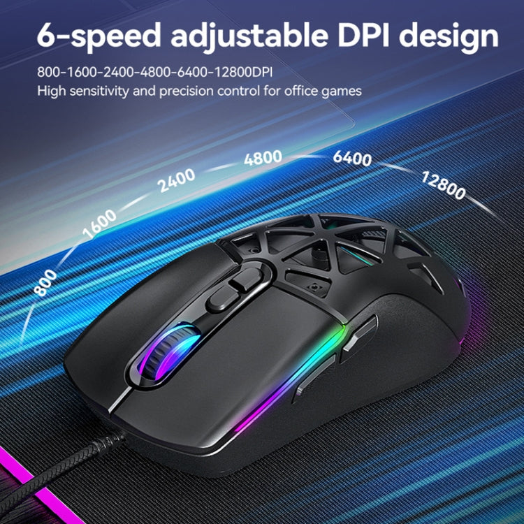T-WOLF G520 7-keys RGB Marquee Honeycomb Hollow Gaming Wired Mouse(White) - Wired Mice by T-WOLF | Online Shopping South Africa | PMC Jewellery | Buy Now Pay Later Mobicred