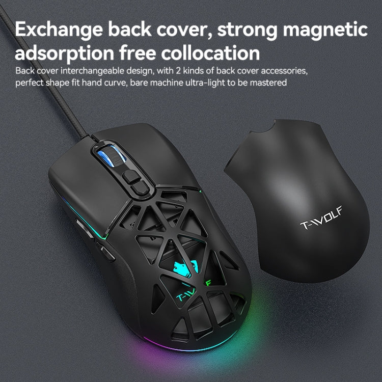 T-WOLF G520 7-keys RGB Marquee Honeycomb Hollow Gaming Wired Mouse(Black) - Wired Mice by T-WOLF | Online Shopping South Africa | PMC TechLife | Buy Now Pay Later Mobicred